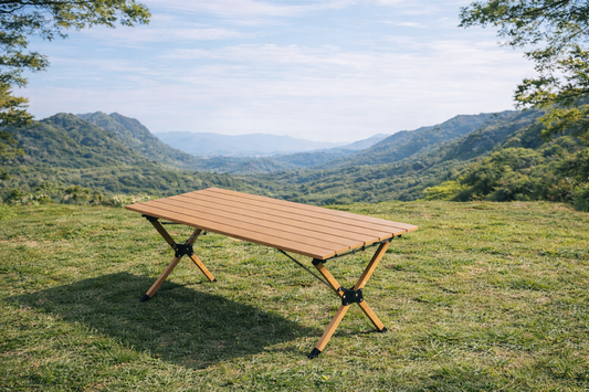 Faltbarer Camping-Rolltisch aus Holz – 4 Größen